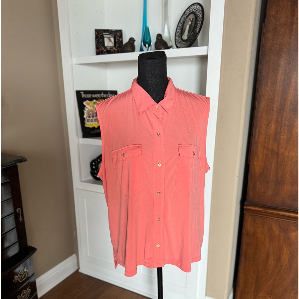 Ellen Tracy Coral Button Shirt